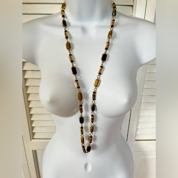 COPY - Amber & Black Beautiful Fashion Necklace - Picture 2 of 5